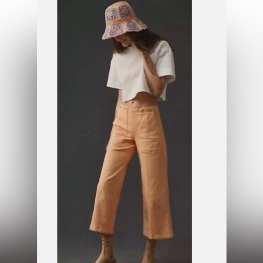 Anthropology Pilcro Peach Wide-Leg Cropped Pants, size 26